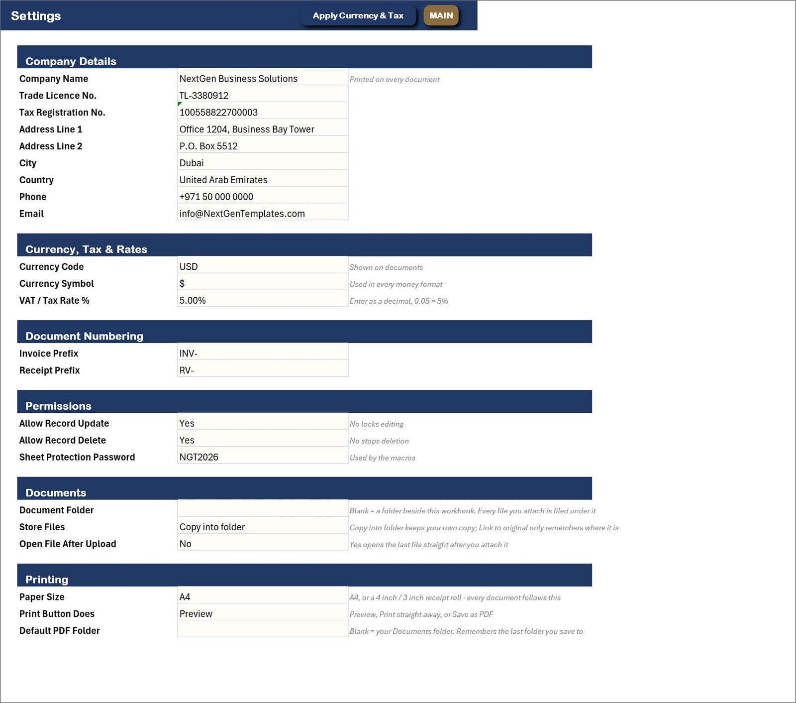 CRM and Sales Pipeline Management System - Settings