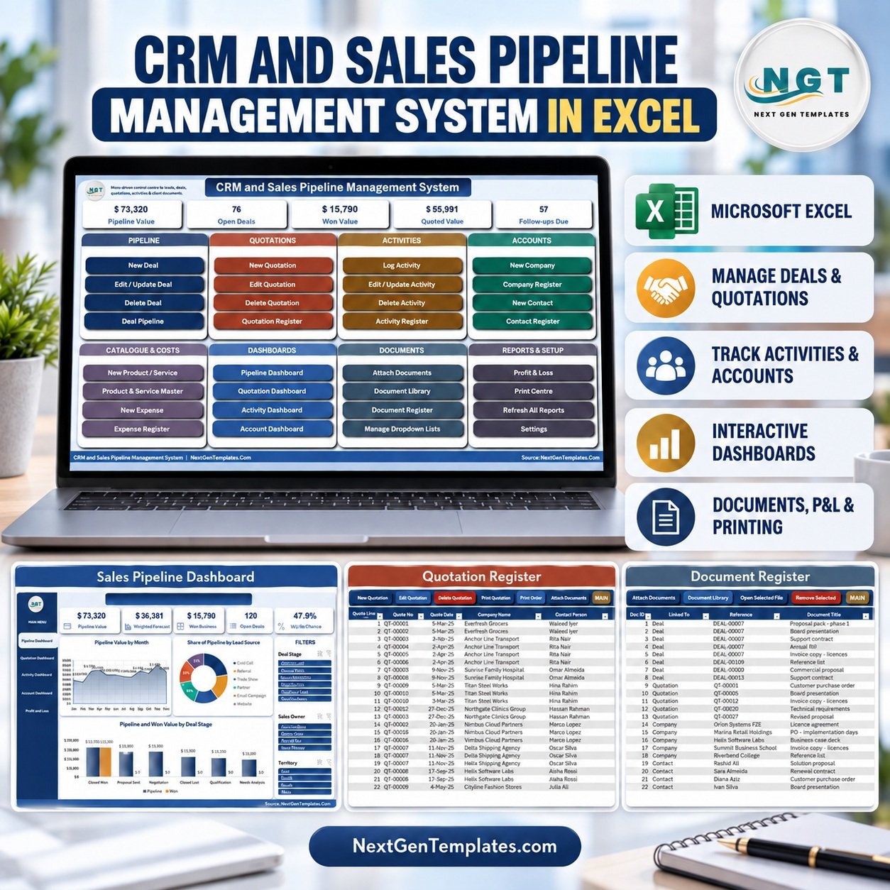 CRM and Sales Pipeline Management System in Excel VBA