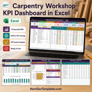 Carpentry Workshop KPI Dashboard in Excel