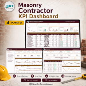 Masonry Contractor KPI Dashboard in Power BI