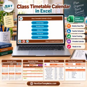 Class Timetable Calendar in Excel