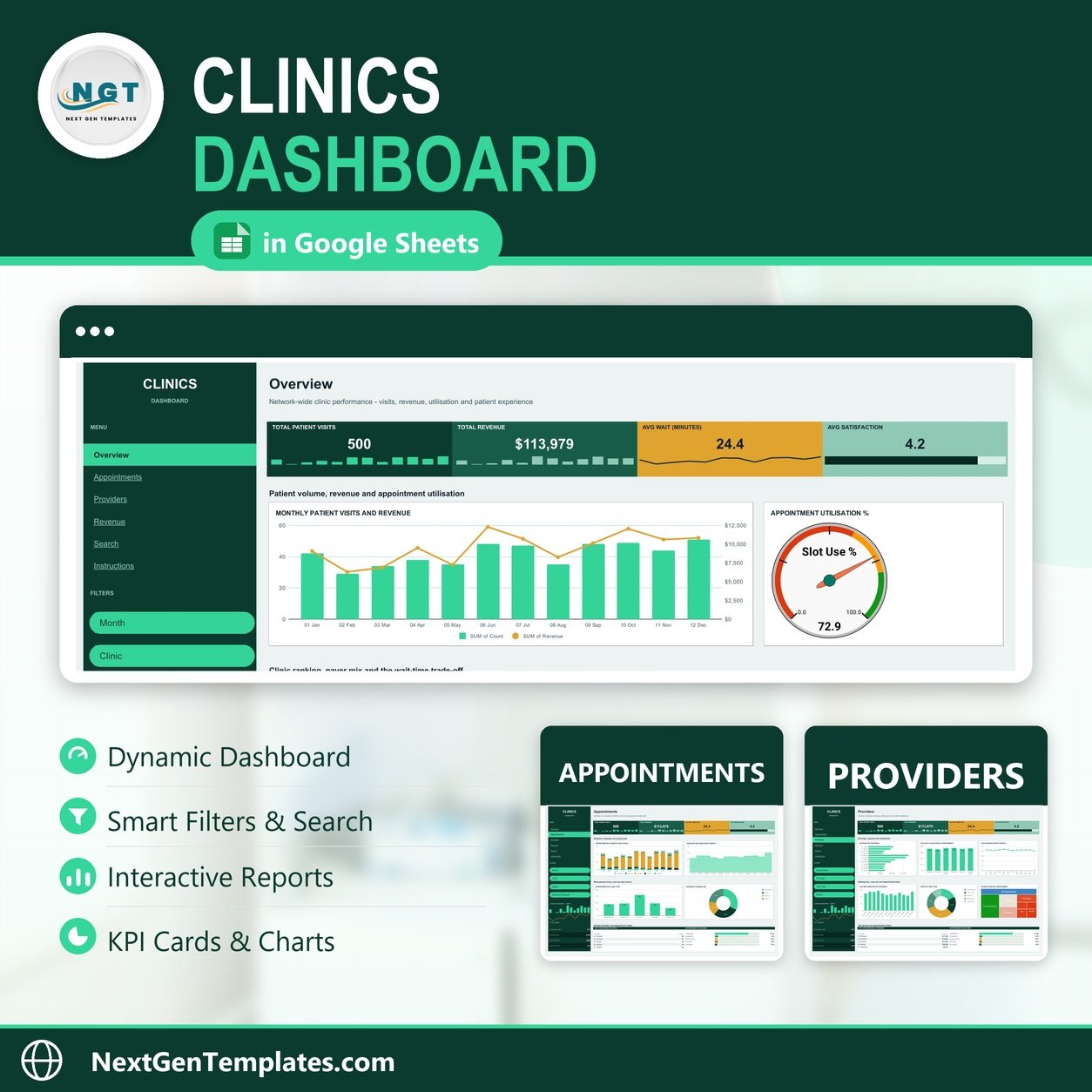 Clinics Dashboard in Google Sheets
