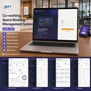 Co-working space booking management system web app product image