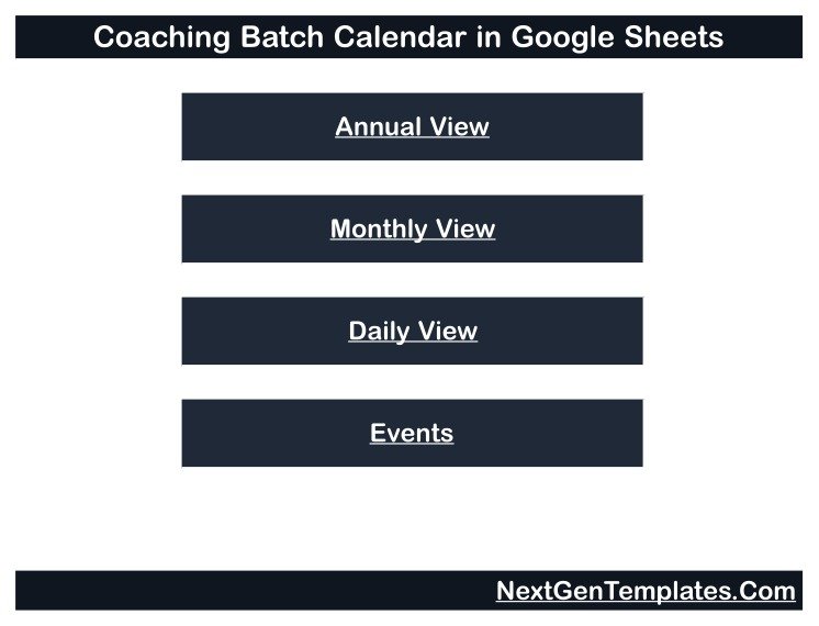 Coaching Batch Calendar in Google Sheets - Home