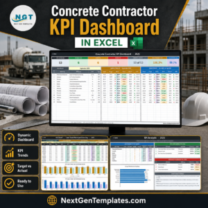 Concrete Contractor KPI Dashboard in Excel