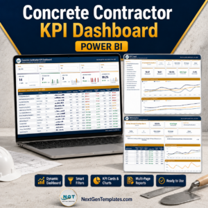 Concrete Contractor KPI Dashboard in Power BI - product cover