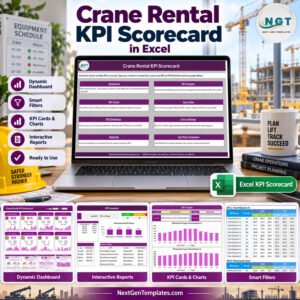 crane rental kpi scorecard in excel - Crane Rental KPI Scorecard in Excel product feature image