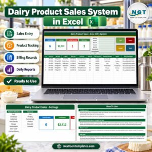 Dairy Product Sales Data Entry System in Excel