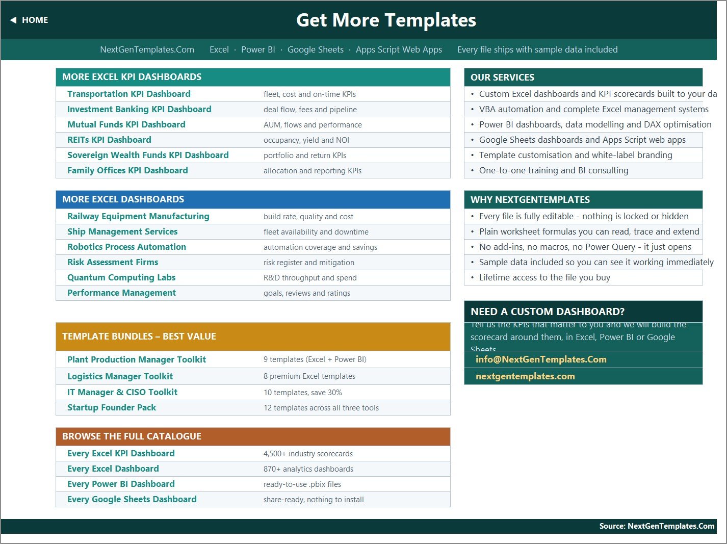 Get More Templates sheet with links to other NextGenTemplates products
