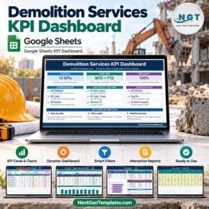 Demolition Services KPI Dashboard in Google Sheets