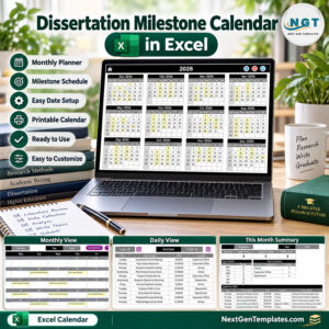 Dissertation Milestone Calendar in Excel