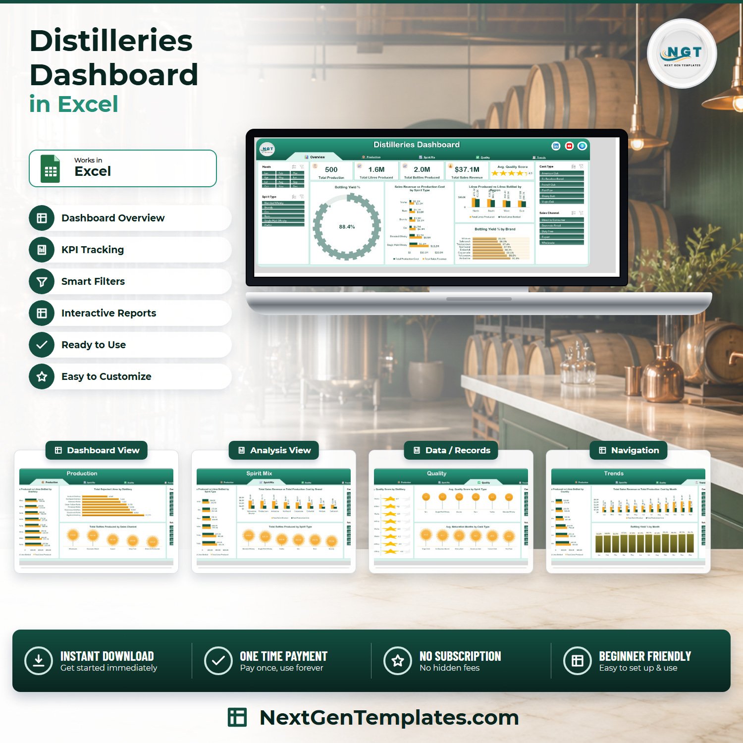 Distilleries Dashboard in Excel