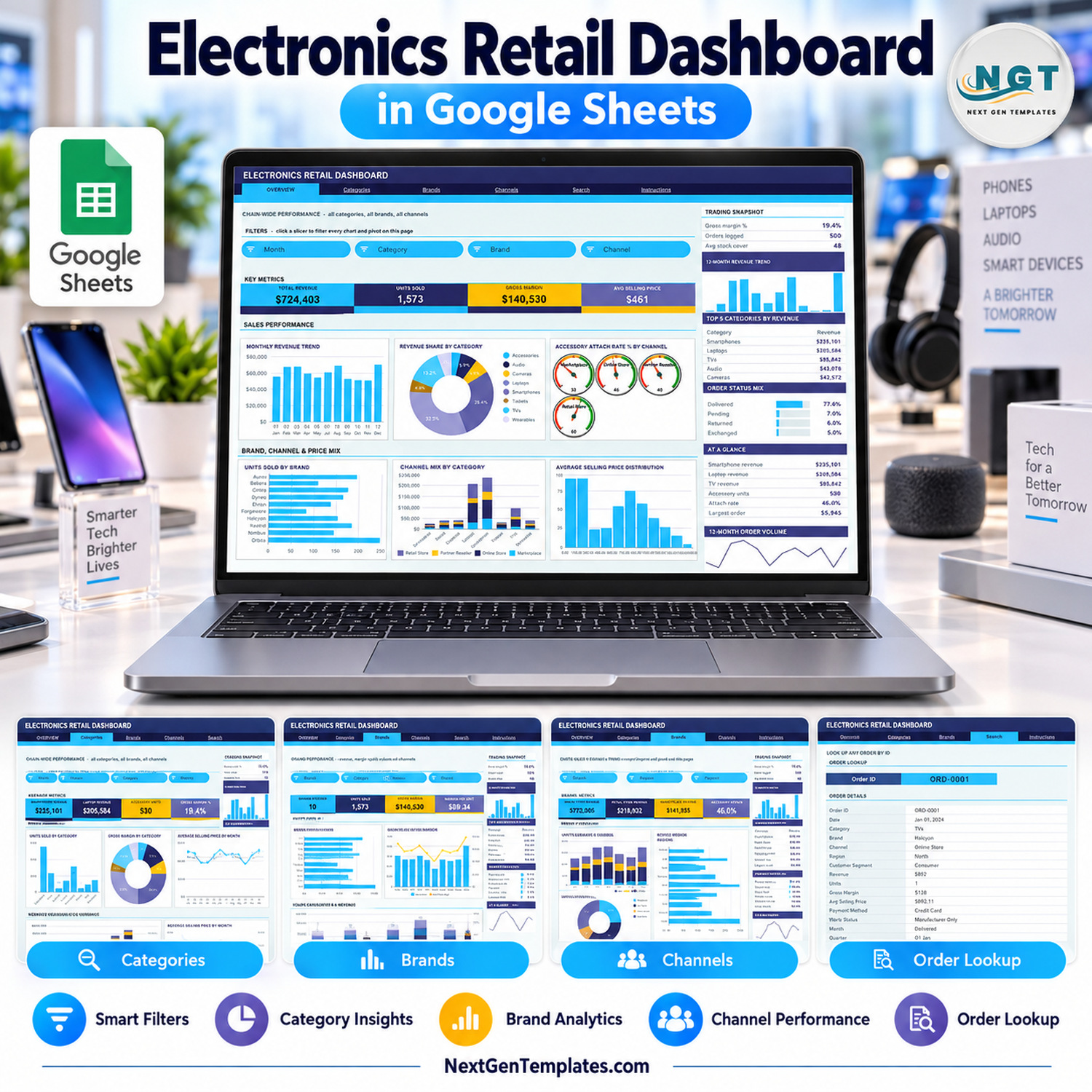 electronics retail dashboard in google sheets