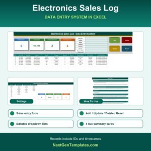 Electronics Sales Log Data Entry System in Excel feature image