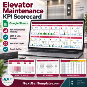 Elevator Maintenance KPI Scorecard in Google Sheets product cover