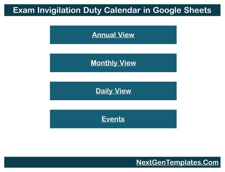 Home navigation of the invigilation duty calendar