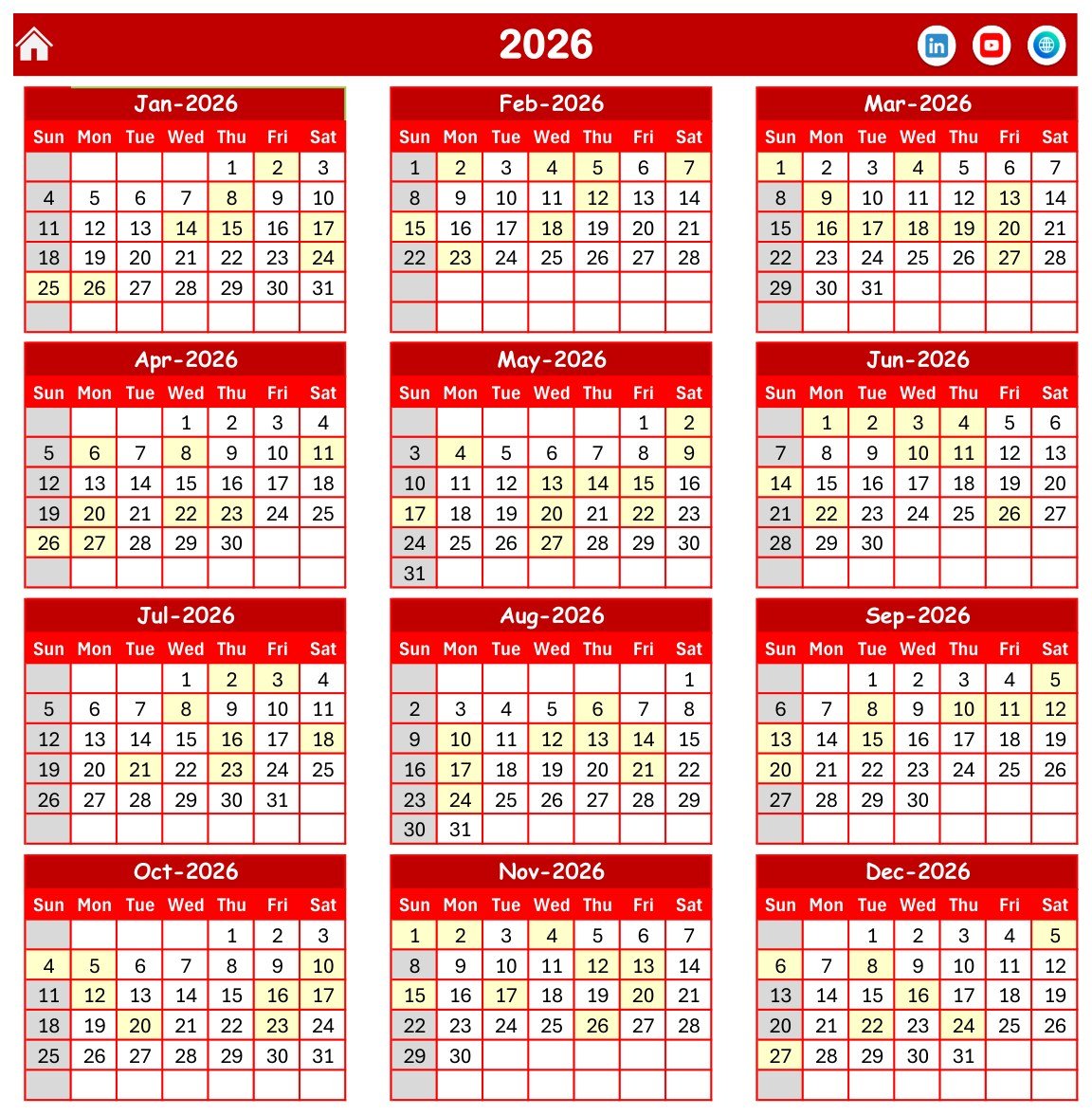 Exam Timetable Calendar in Excel - Image 3