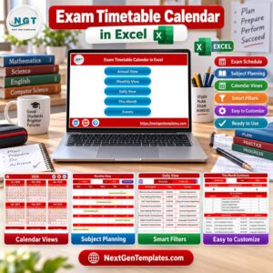 Exam Timetable Calendar in Excel