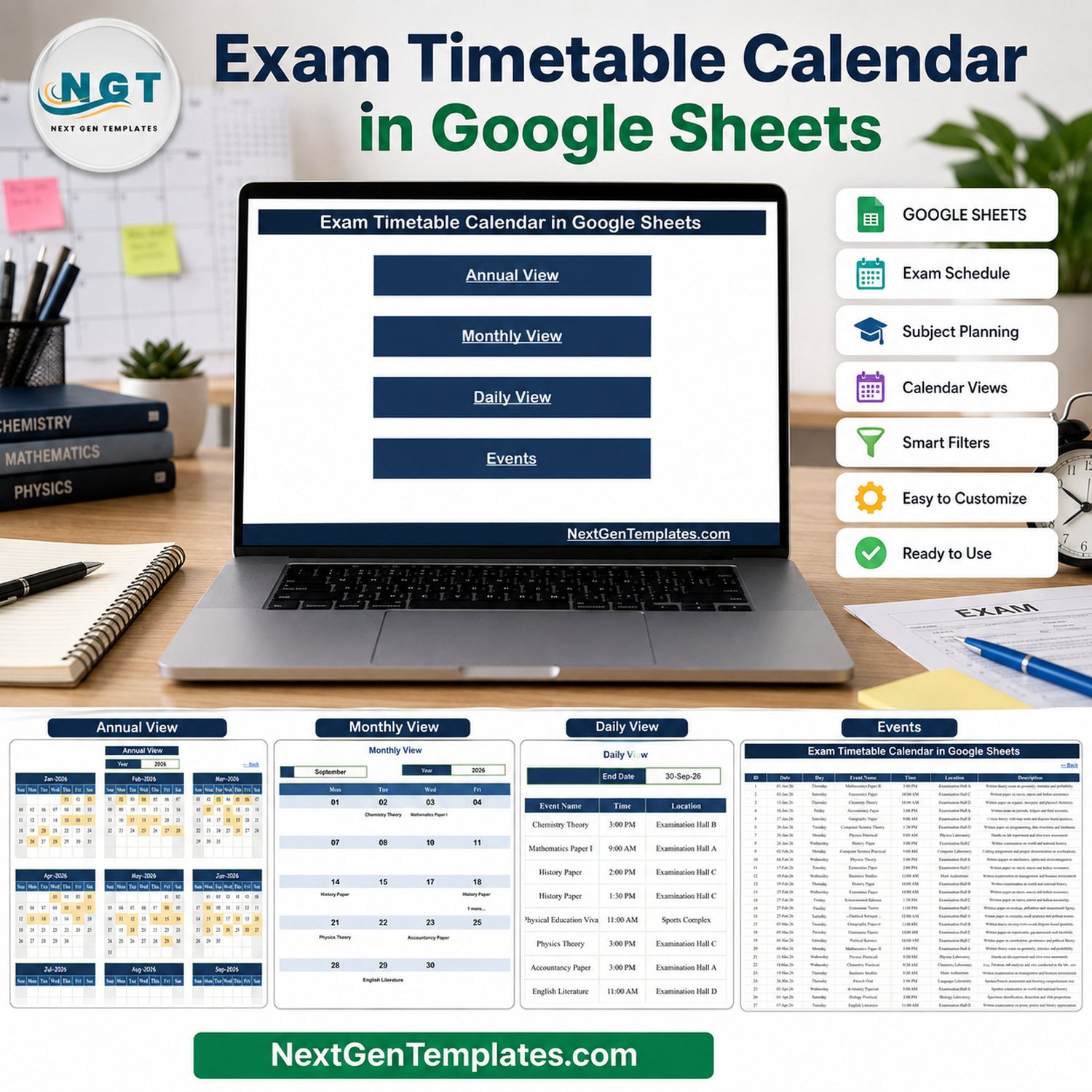 Exam Timetable Calendar in Google Sheets