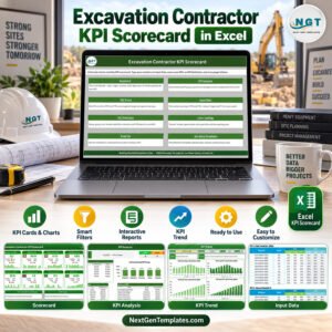 Excavation Contractor KPI Scorecard in Excel product feature image