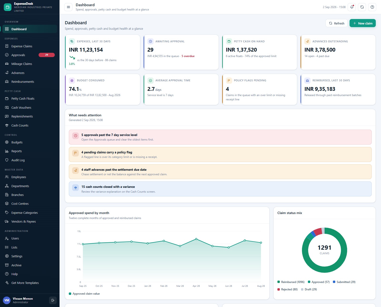 Expense & Petty Cash Management System Web App screenshot