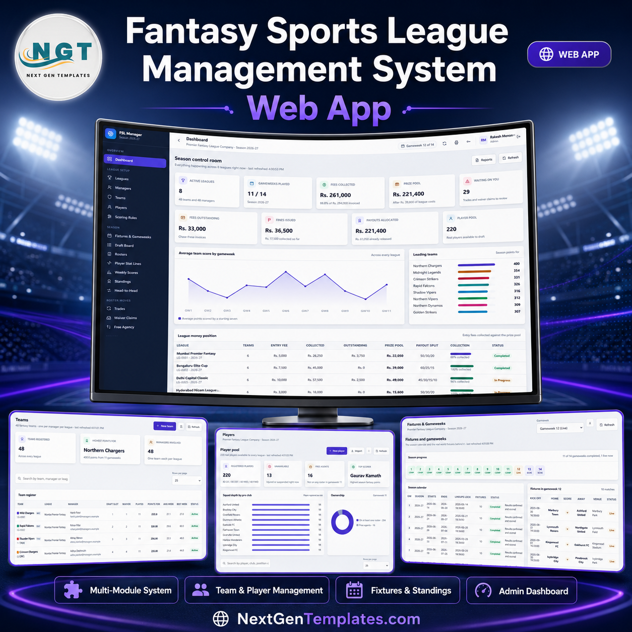 Fantasy Sports League Management System Web App product image
