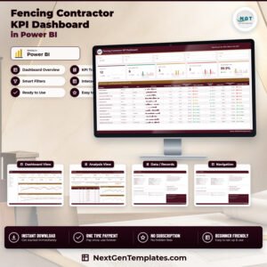 Fencing Contractor KPI Dashboard in Power BI - product cover
