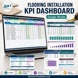 Flooring Installation KPI Dashboard in Google Sheets product cover