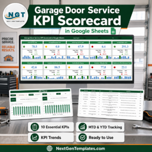 Garage Door Service KPI Scorecard in Google Sheets