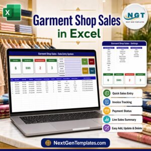 Garment Shop Sales Data Entry System in Excel - product cover
