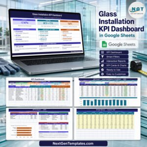 Glass Installation KPI Dashboard in Google Sheets
