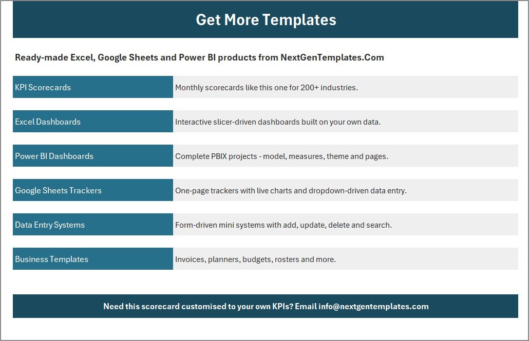Get More Templates sheet linking to the wider NextGenTemplates catalogue