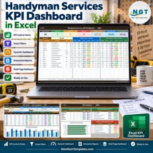 Handyman Services KPI Dashboard in Excel - product feature image
