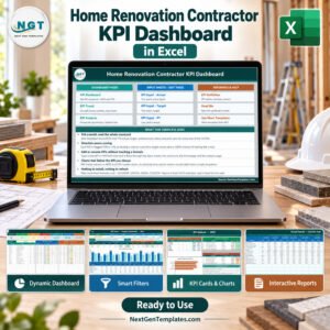 Home Renovation Contractor KPI Dashboard in Excel