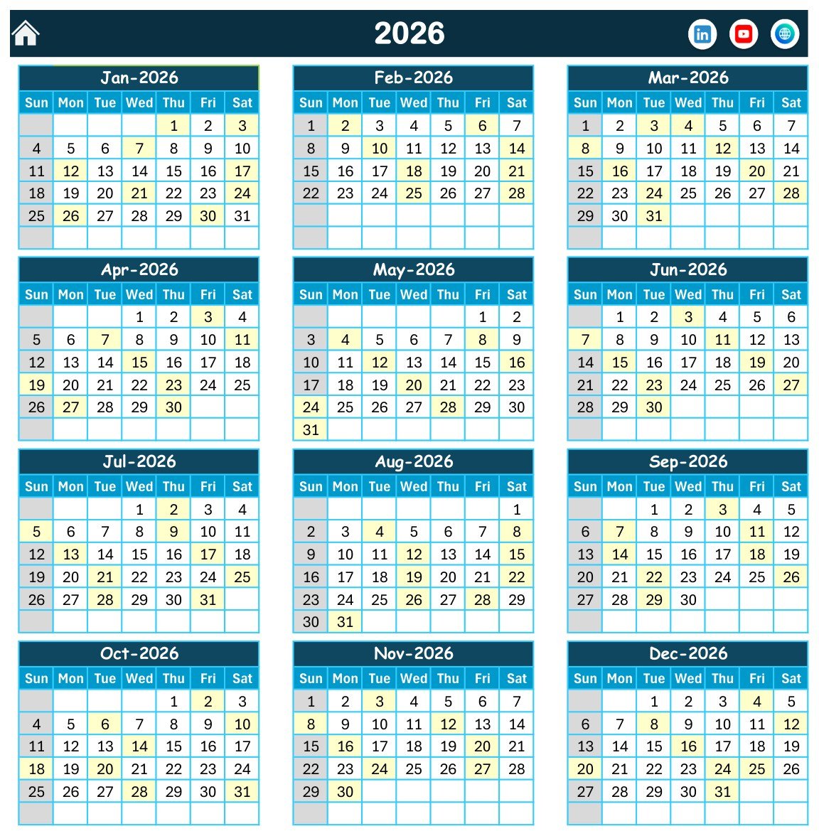 Annual hostel duty roster calendar view in Excel