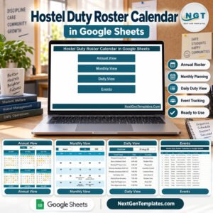 Hostel Duty Roster Calendar in Google Sheets