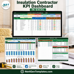 Insulation Contractor KPI Dashboard in Excel