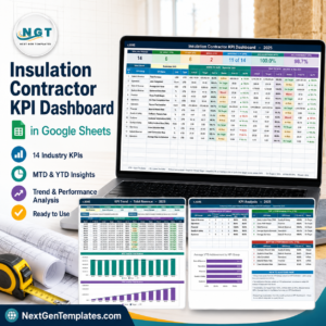 Insulation Contractor KPI Dashboard in Google Sheets