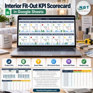 Interior Fit-Out KPI Scorecard in Google Sheets product feature image