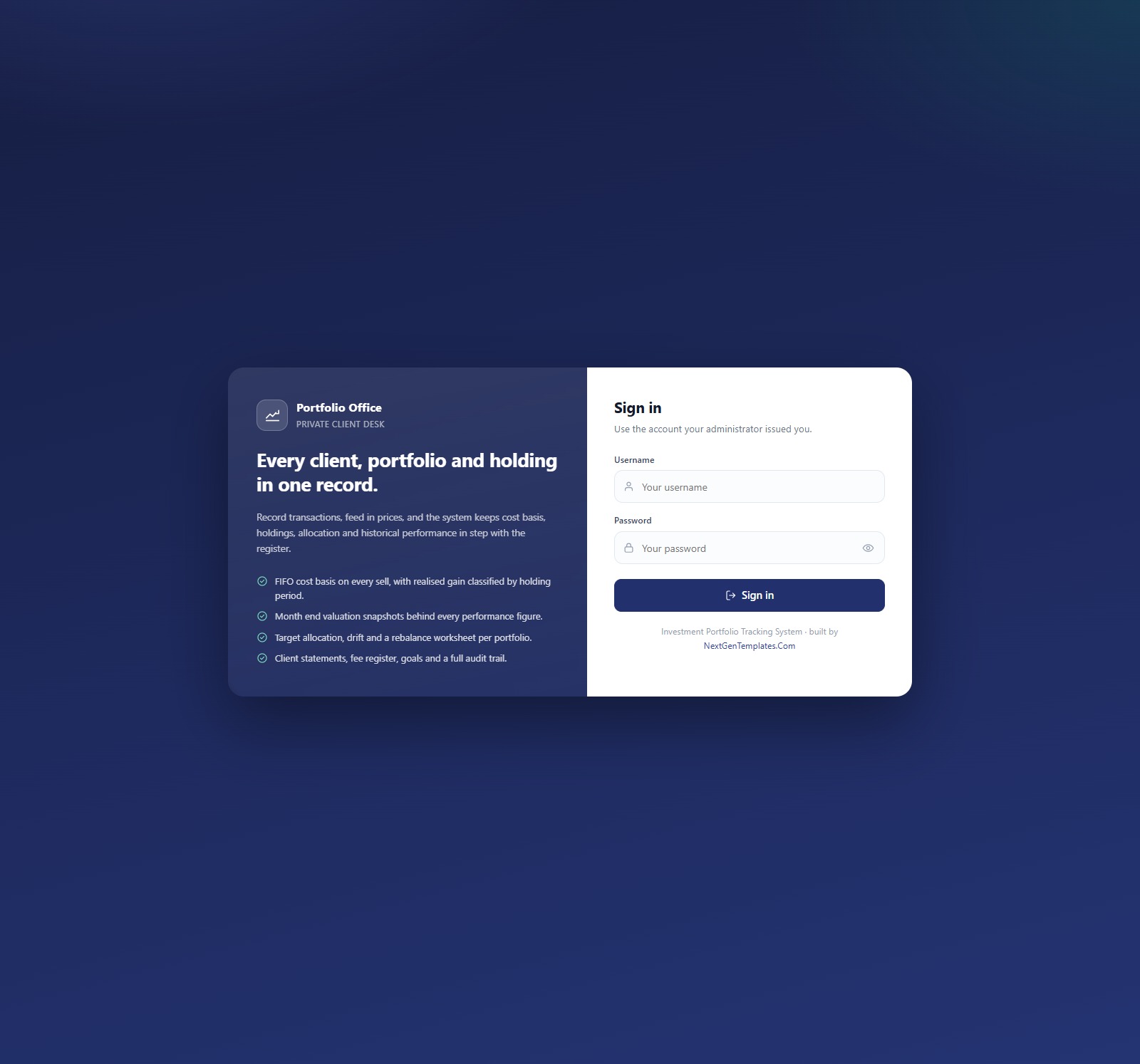 investment portfolio tracking system web app