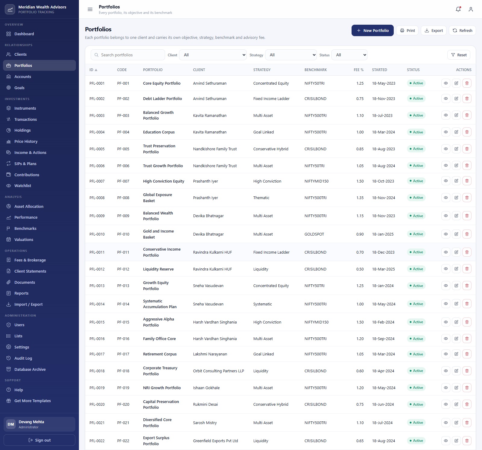 Investment Portfolio Tracking System Web App portfolios