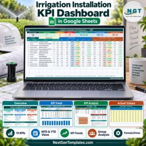 Irrigation Installation KPI Dashboard in Google Sheets