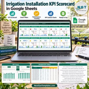 Irrigation Installation KPI Scorecard in Google Sheets