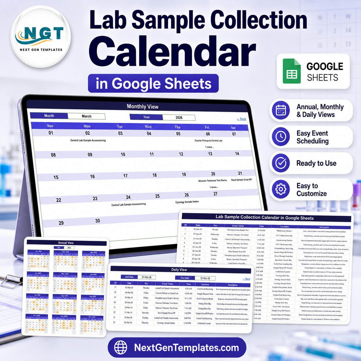 Lab Sample Collection Calendar in Google Sheets