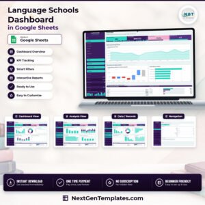 Language Schools Dashboard in Google Sheets - product cover