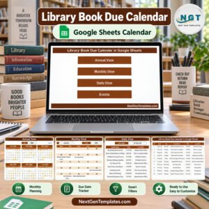 Library Book Due Calendar in Google Sheets