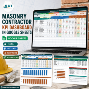 Masonry Contractor KPI Dashboard in Google Sheets