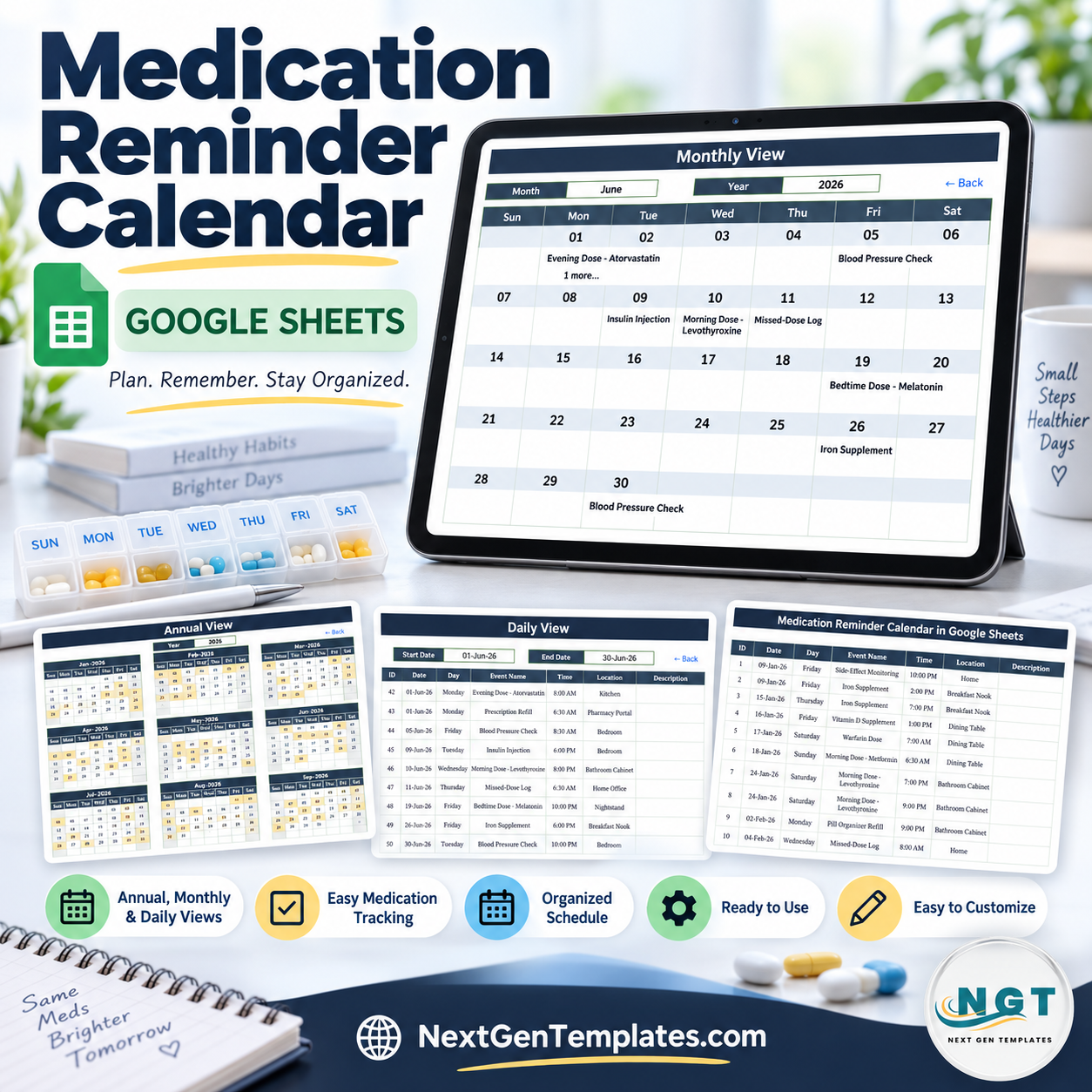 Medication Reminder Calendar in Google Sheets