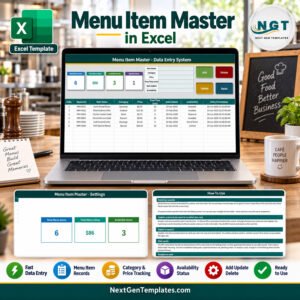 Menu Item Master Data Entry System in Excel
