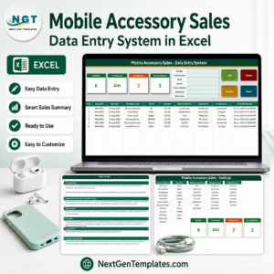 Mobile Accessory Sales Data Entry System in Excel - product cover